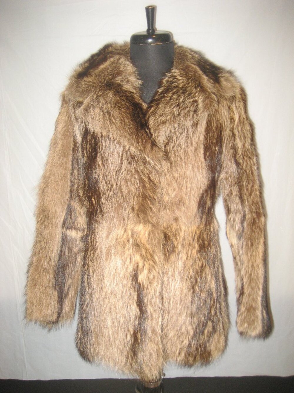 Vintage Luxury genuine Racoon Brown Fur Coat / Jacket sz Medium